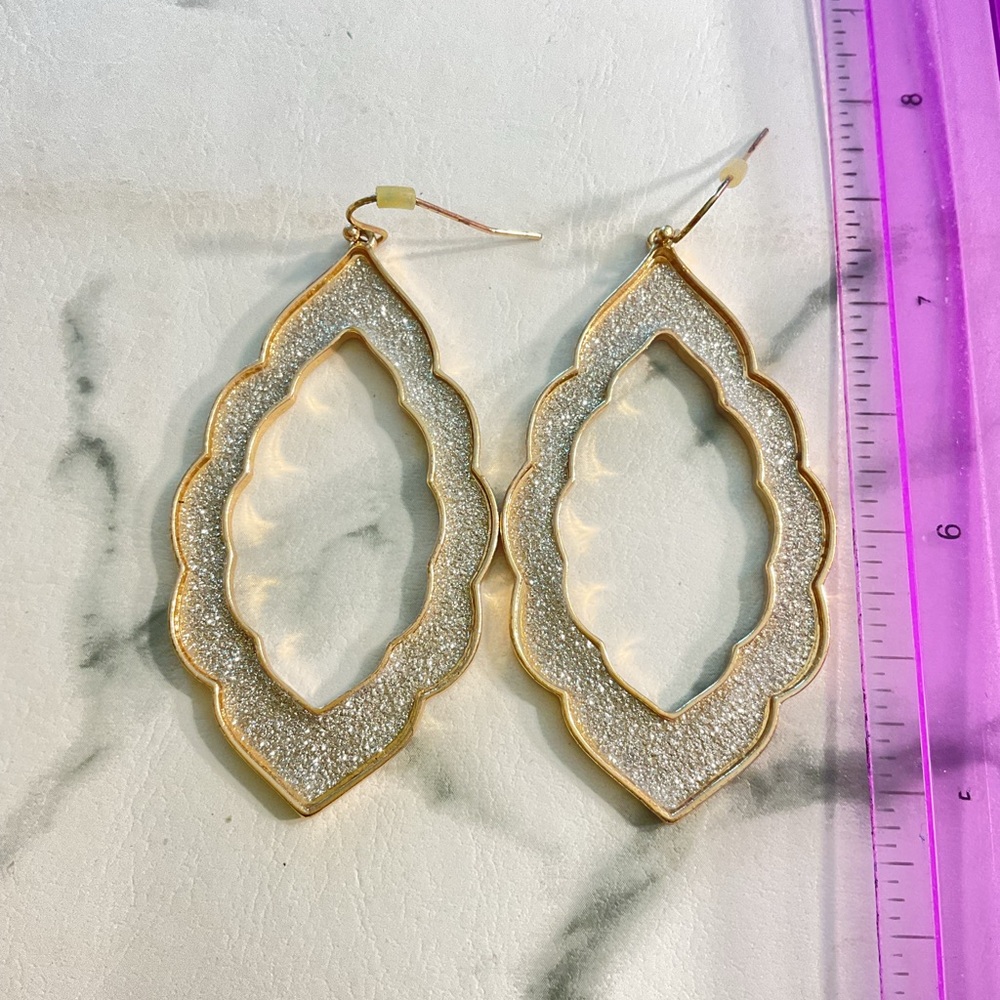 Gold-Tone Moroccan Glitter Openwork Drop Earrings